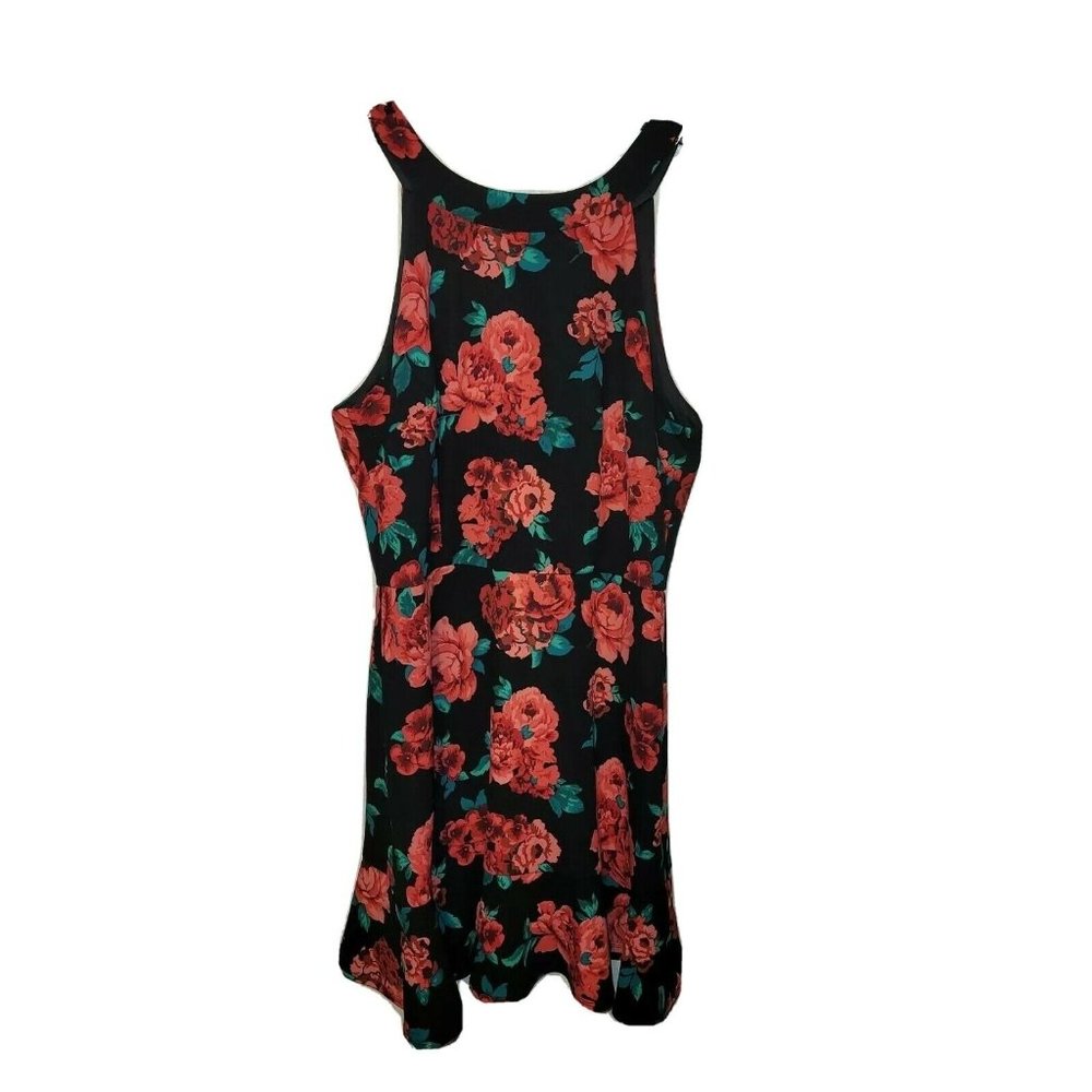 BCX Dress Black Junior Sheath Floral Print Flounce